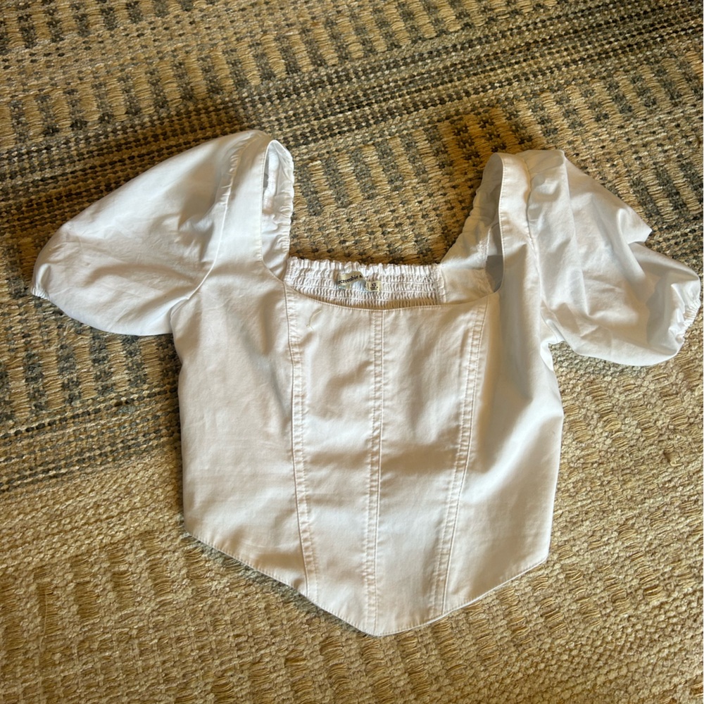Abercrombie & Fitch Cream Smocked Top